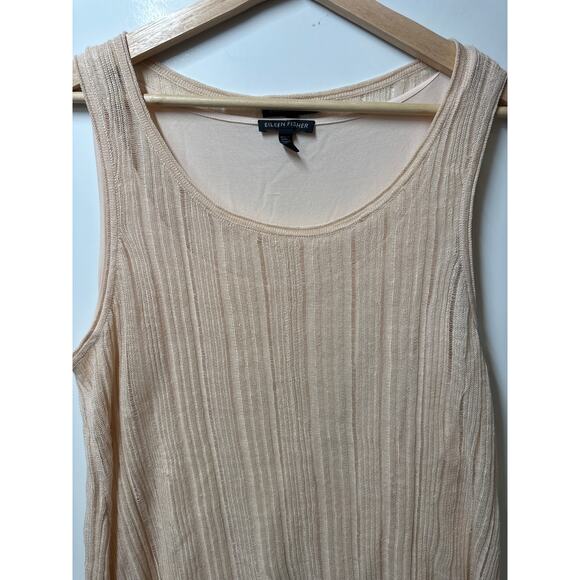Eileen Fisher Variegated Silk Linen Asymmetrical Tunic Tank Top Lagenlook Size L - Picture 3 of 11